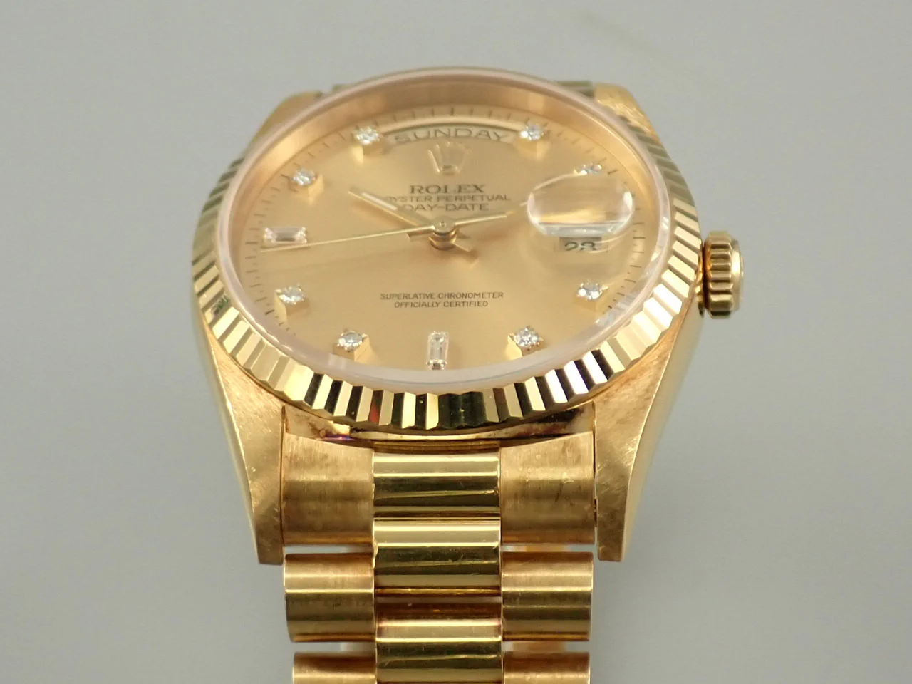 ロレックス デイデイト36 Ref.18238A イエローゴールド シャンパンゴールドx10Pダイヤ文字盤 - Image 6