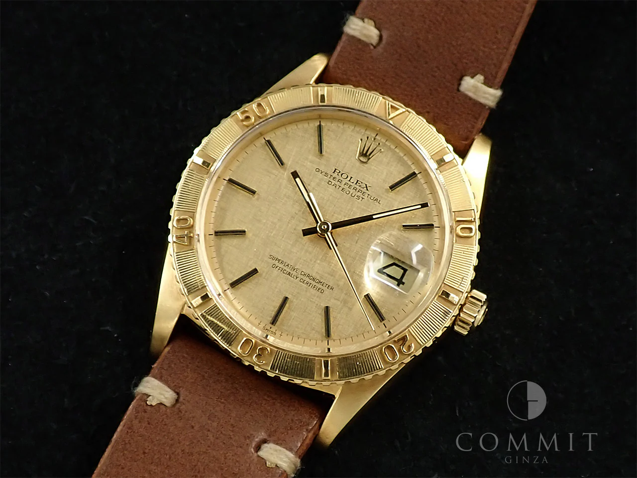 ロレックス デイトジャスト Ref.1625/8 イエローゴールド シャンパンモザイク文字盤 革ベルト - Image 13