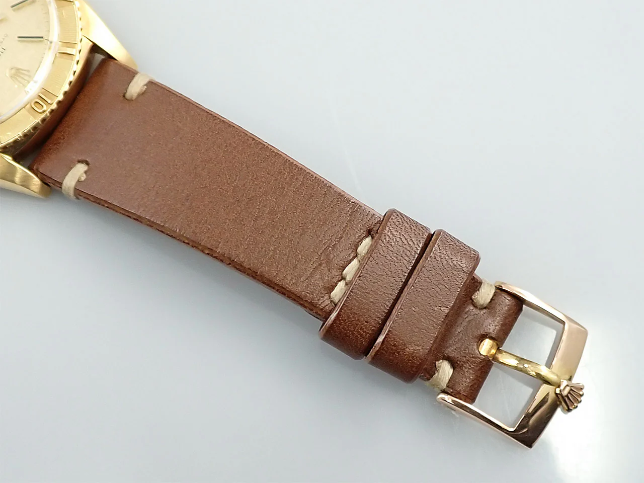 ロレックス デイトジャスト Ref.1625/8 イエローゴールド シャンパンモザイク文字盤 革ベルト - Image 8