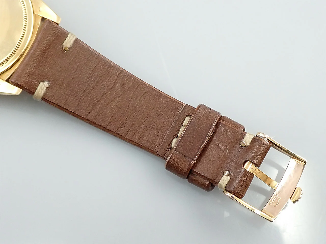 ロレックス デイトジャスト Ref.1625/8 イエローゴールド シャンパンモザイク文字盤 革ベルト - Image 9