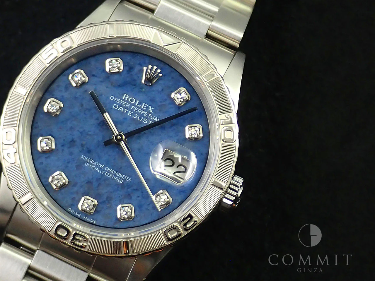 ロレックス デイトジャスト Ref.16264 ステンレススチール/ホワイトゴールド ソーダライトx10Pダイヤ文字盤 - Image 12