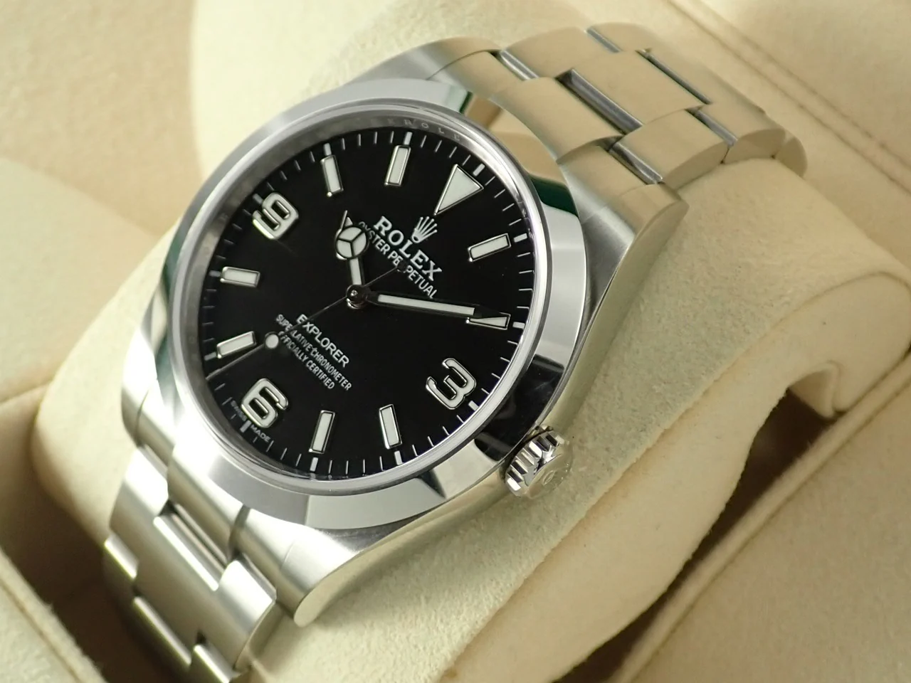 ロレックス エクスプローラーI 鏡面ブラックアウト Ref.214270 ステンレススチール ブラック文字盤 - Image 4