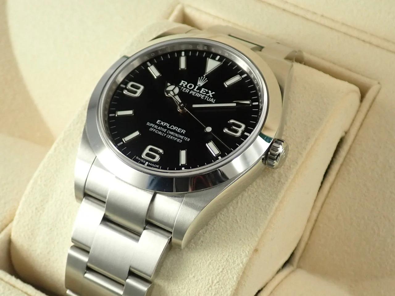 ロレックス エクスプローラーI 鏡面ブラックアウト Ref.214270 ステンレススチール ブラック文字盤 - Image 6