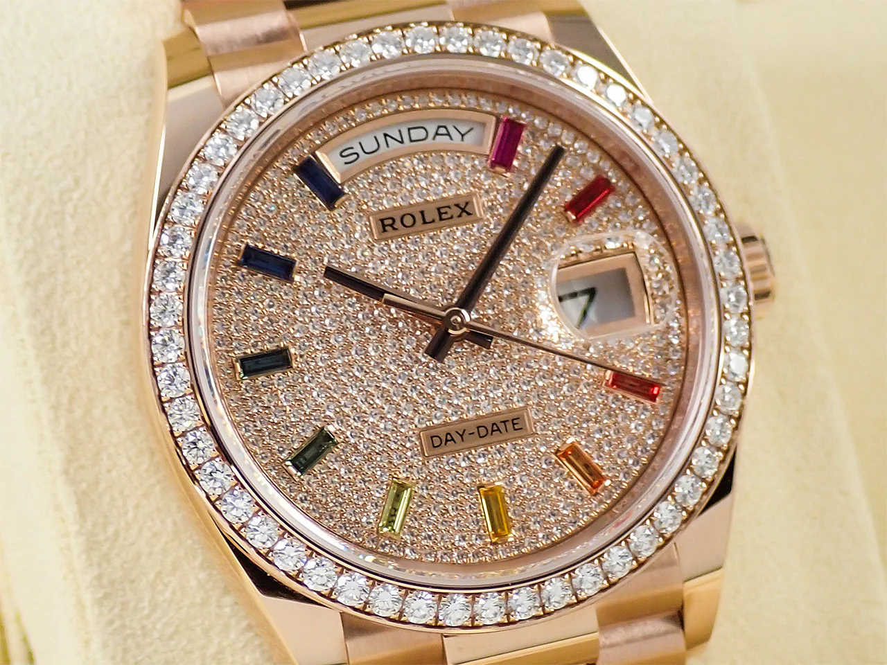 ロレックス デイデイト36 Ref.128345RBR エバーローズゴールド パヴェダイヤモンド文字盤 - Image 3
