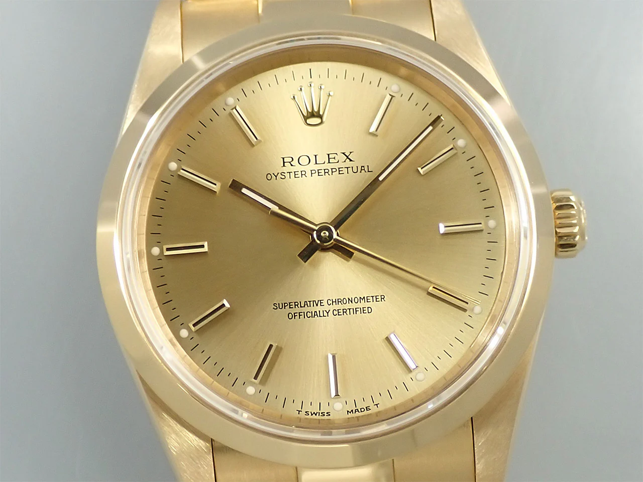 ロレックス オイスターパーペチュアル Ref.14208 イエローゴールド シャンパン文字盤 - Image 3