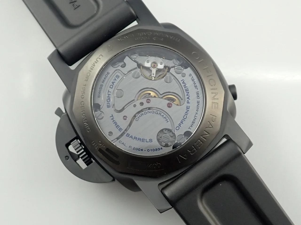 パネライ ルミノール 1950 8DAYSクロノ モノプルサンテGMT Ref.PAM00317 ブラック文字盤 美品 50J0Z865 - Image 4