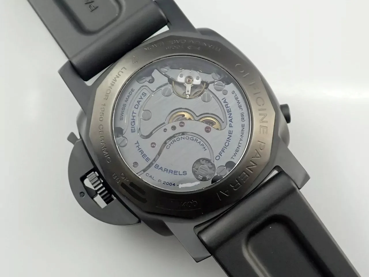 パネライ ルミノール 1950 8DAYSクロノ モノプルサンテGMT Ref.PAM00317 ブラック文字盤 美品 50J0Z865 - Image 8