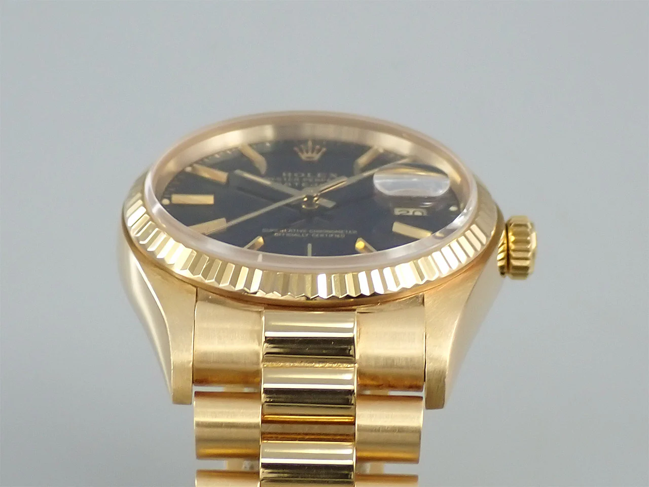 ロレックス デイトジャスト Ref.16018 イエローゴールド ブルー文字盤 プレジデントブレスレット - Image 6