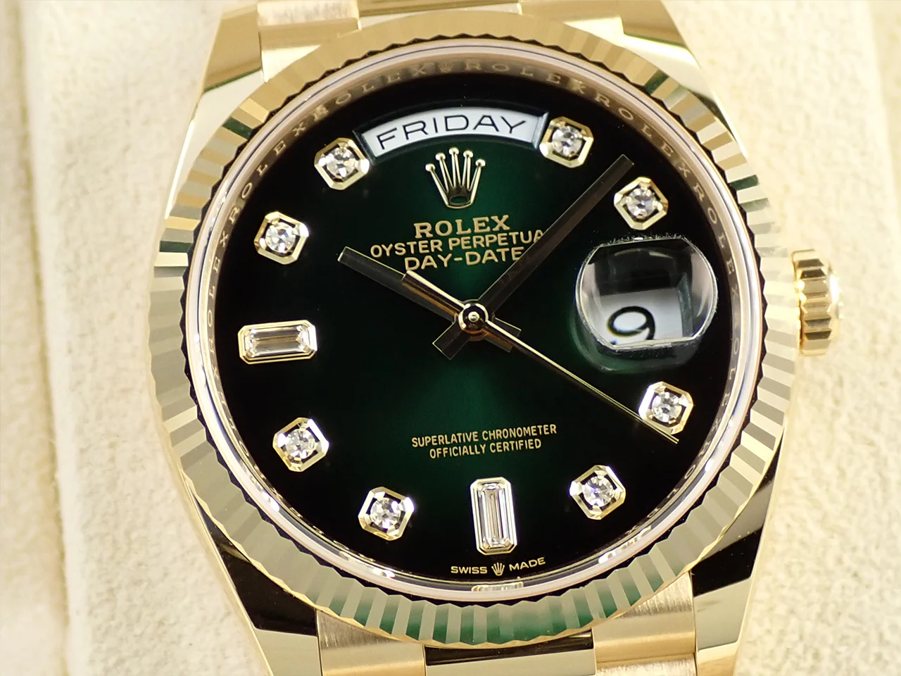 ロレックス デイデイト36 Ref.128238A イエローゴールド グリーンオンブレ文字盤 - Image 3