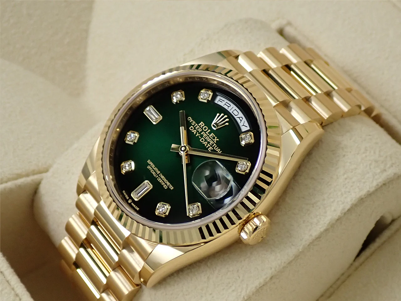 ロレックス デイデイト36 Ref.128238A イエローゴールド グリーンオンブレ文字盤 - Image 4