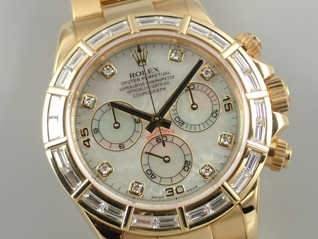 ロレックス デイトナ Ref.116568BR イエローゴールド ホワイトシェルx8Pダイヤ文字盤 - Image 3