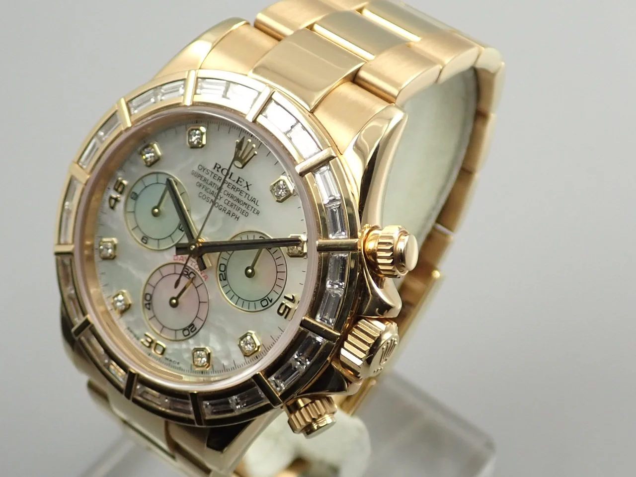 ロレックス デイトナ Ref.116568BR イエローゴールド ホワイトシェルx8Pダイヤ文字盤 - Image 5