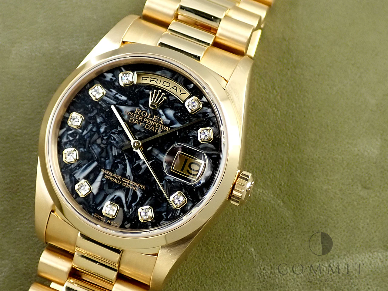 ロレックス デイデイト36 Ref.18208 イエローゴールド アンモナイトx10Pダイヤ文字盤 - Image 13