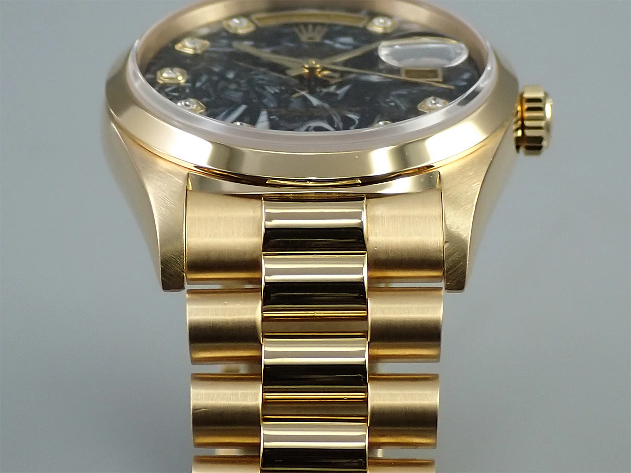 ロレックス デイデイト36 Ref.18208 イエローゴールド アンモナイトx10Pダイヤ文字盤 - Image 6