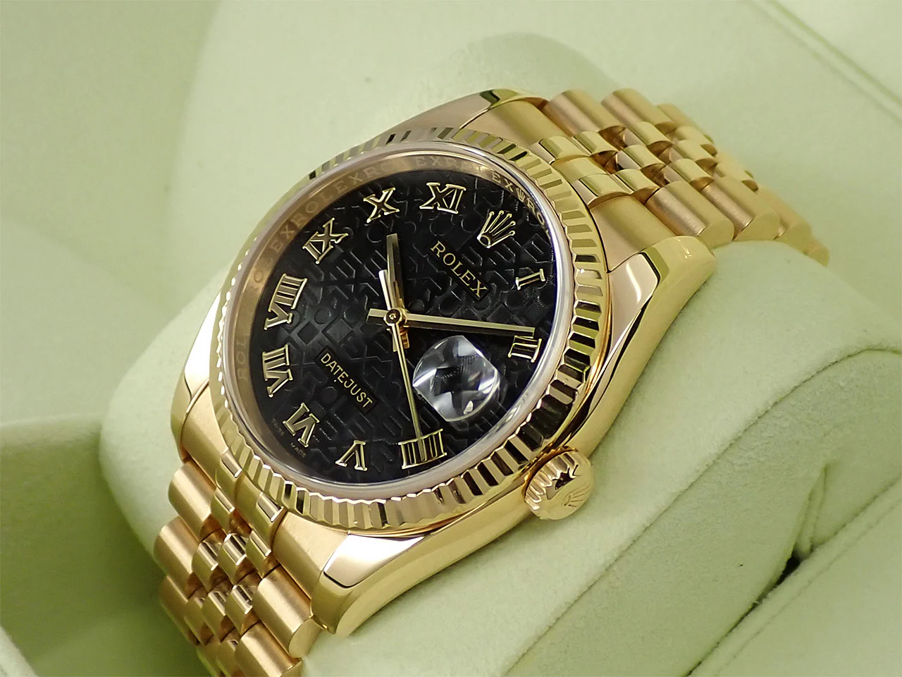 ロレックス デイトジャスト Ref.116238 イエローゴールド ブラックコンピューター文字盤 プレジデントブレスレット - Image 4