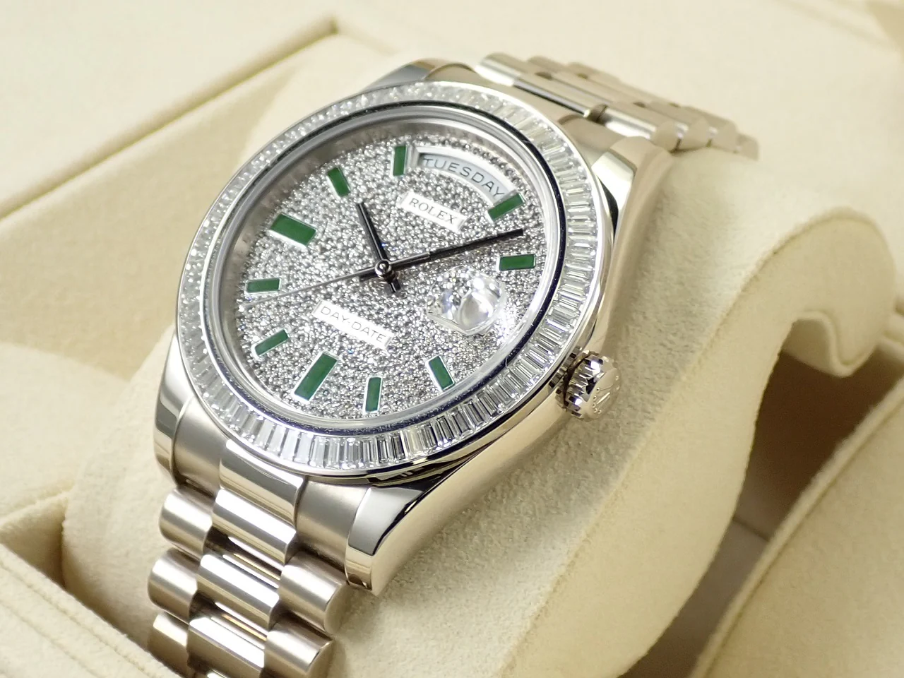 ロレックス デイデイトII Ref.218399BR ホワイトゴールド ダイヤモンド文字盤 - Image 4