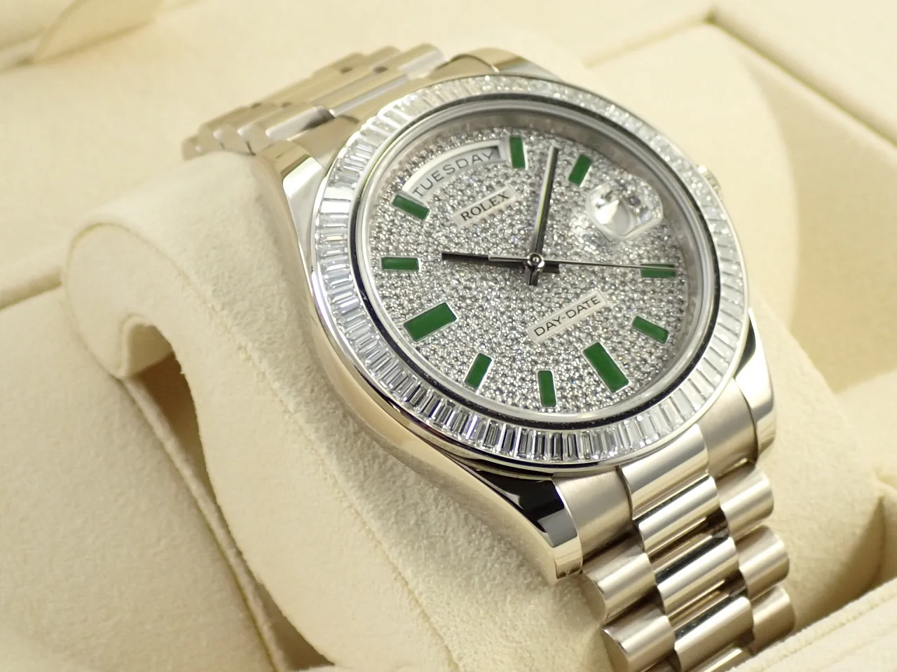 ロレックス デイデイトII Ref.218399BR ホワイトゴールド ダイヤモンド文字盤 - Image 5