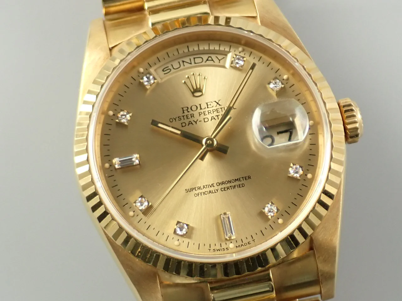ロレックス デイデイト36 Ref.18238A イエローゴールド シャンパンゴールドx10Pダイヤ文字盤 - Image 3