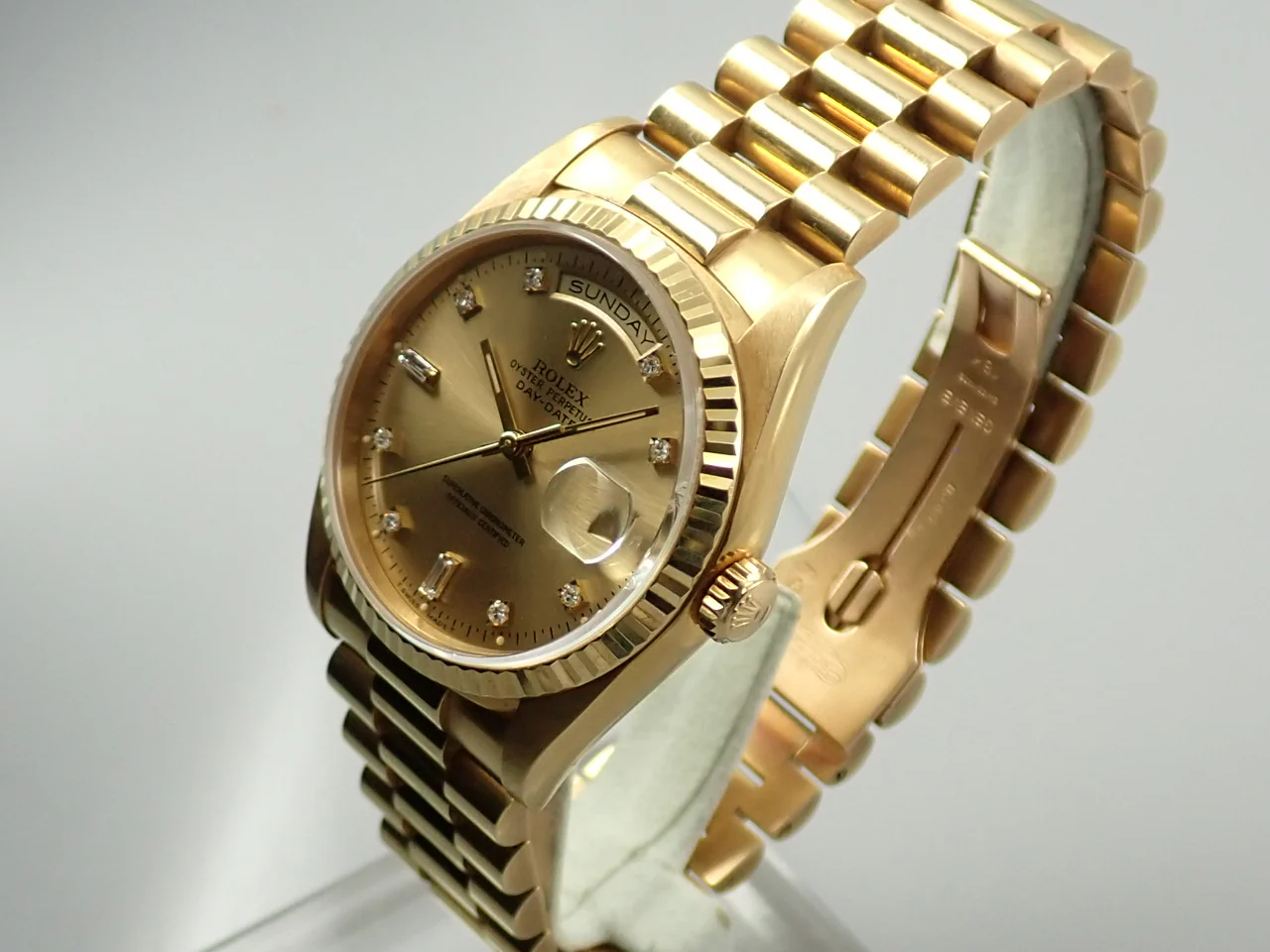 ロレックス デイデイト36 Ref.18238A イエローゴールド シャンパンゴールドx10Pダイヤ文字盤 - Image 4