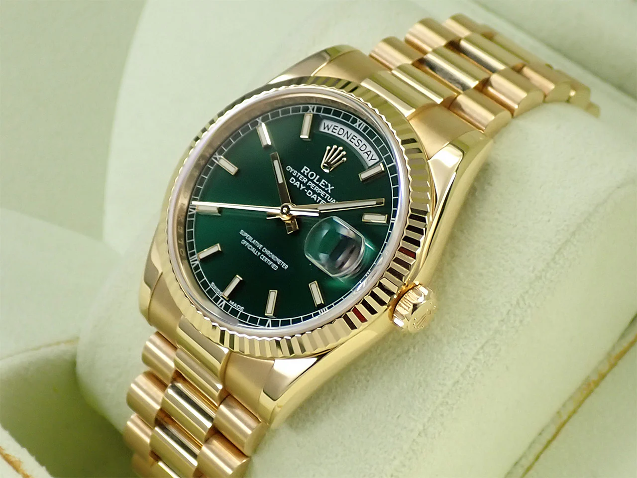 ロレックス デイデイト36 Ref.118238 イエローゴールド グリーン文字盤 - Image 4