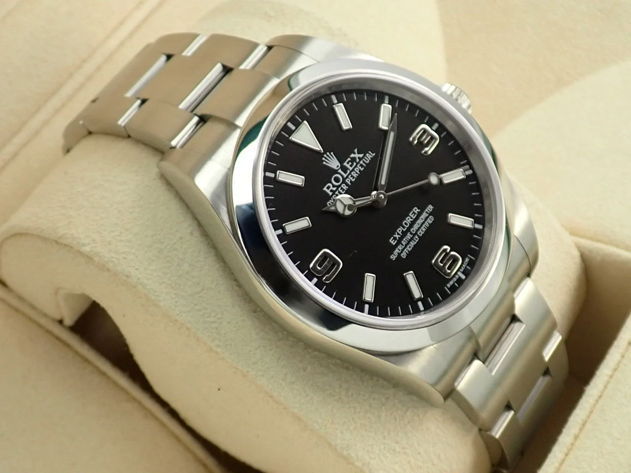 ロレックス エクスプローラーI 鏡面ブラックアウト Ref.214270 ステンレススチール ブラック文字盤 - Image 5