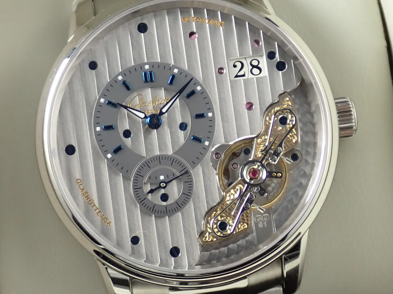 グラスヒュッテオリジナル パノマティックインバース Ref.1-91-02-02-02-70 スケルトン文字盤 美品 KFW0WAFR - Image 3