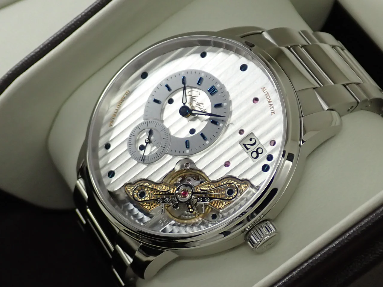 グラスヒュッテオリジナル パノマティックインバース Ref.1-91-02-02-02-70 スケルトン文字盤 美品 KFW0WAFR - Image 4