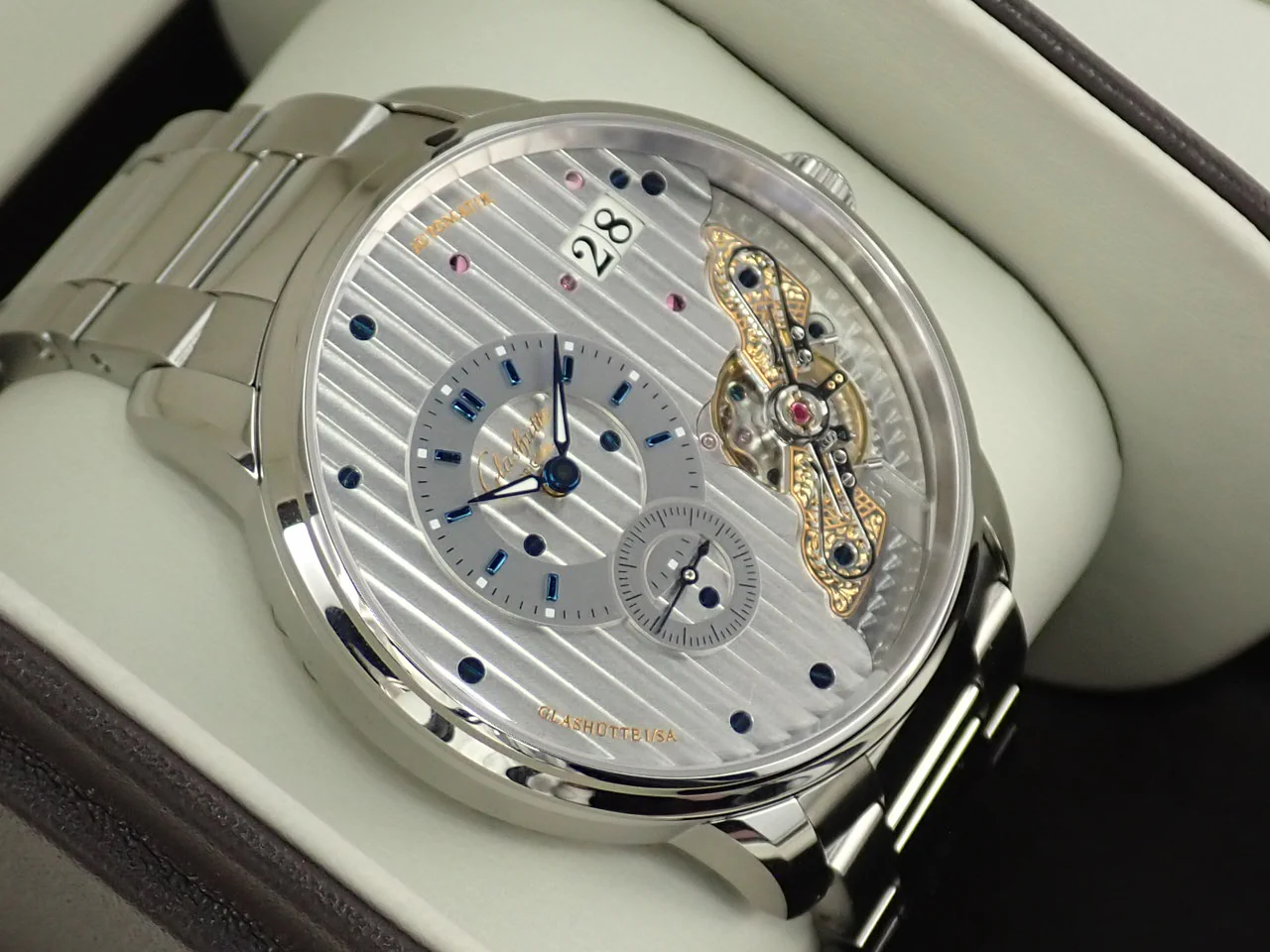 グラスヒュッテオリジナル パノマティックインバース Ref.1-91-02-02-02-70 スケルトン文字盤 美品 KFW0WAFR - Image 5