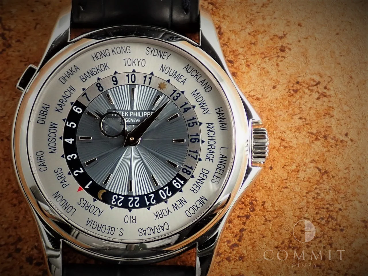 パテックフィリップ コンプリケーション ワールドタイム Ref.5130P-001 プラチナ シルバー/ブルー文字盤 - Image 14