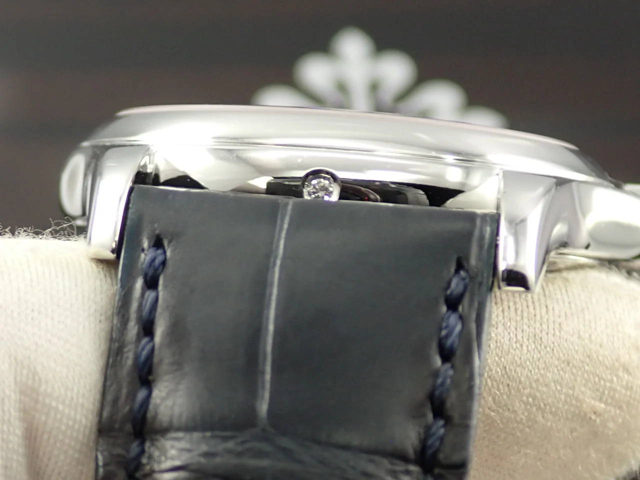 パテックフィリップ コンプリケーション ワールドタイム Ref.5130P-001 プラチナ シルバー/ブルー文字盤 - Image 7