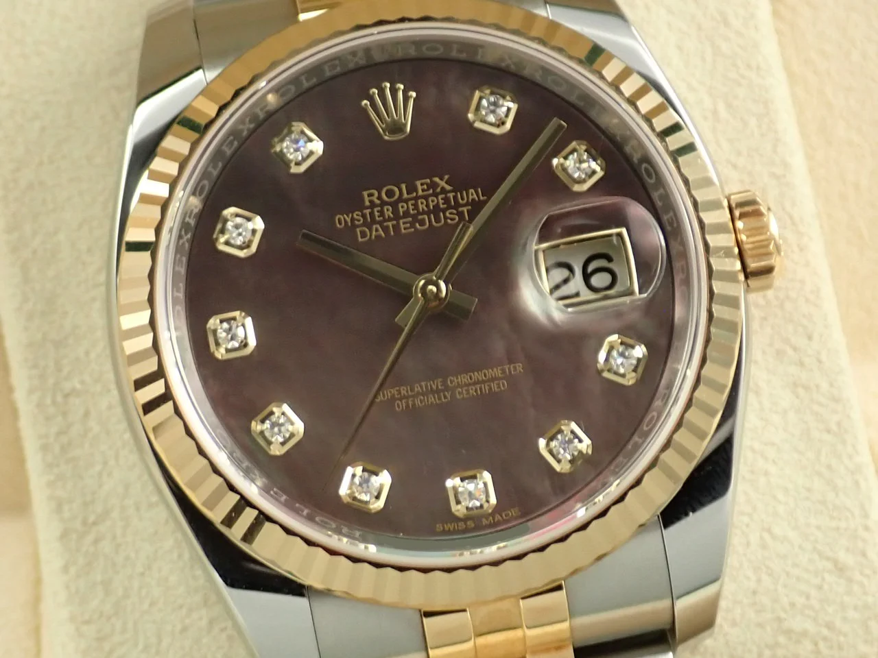 ロレックス デイトジャスト36 Ref.116233 ステンレススチール/イエローゴールド ブラックシェルx10Pダイヤ文字盤 ジュビリーブレスレット - Image 3