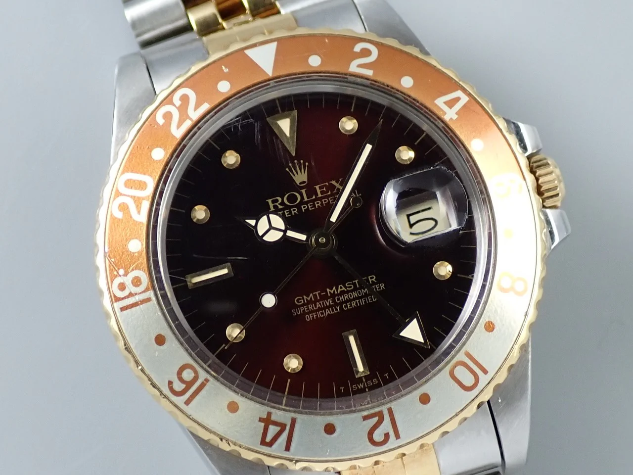ロレックス GMTマスター Ref.16753 ステンレススチール/イエローゴールド ブラウン文字盤 ジュビリーブレスレット 中古 U0ZV2408 - Image 3