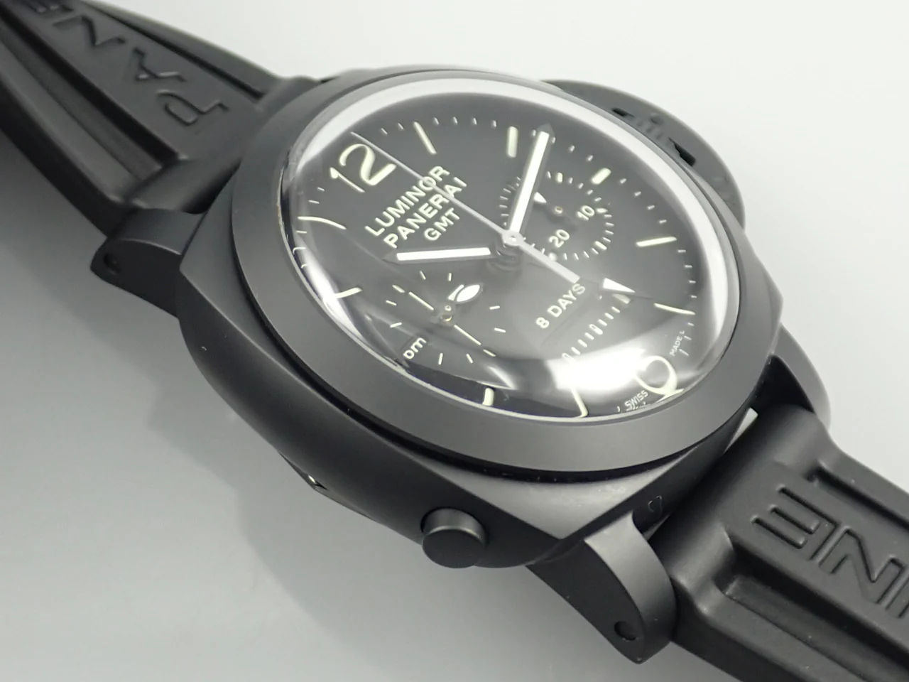 パネライ ルミノール 1950 8DAYSクロノ モノプルサンテGMT Ref.PAM00317 ブラック文字盤 美品 X964KUKM - Image 5