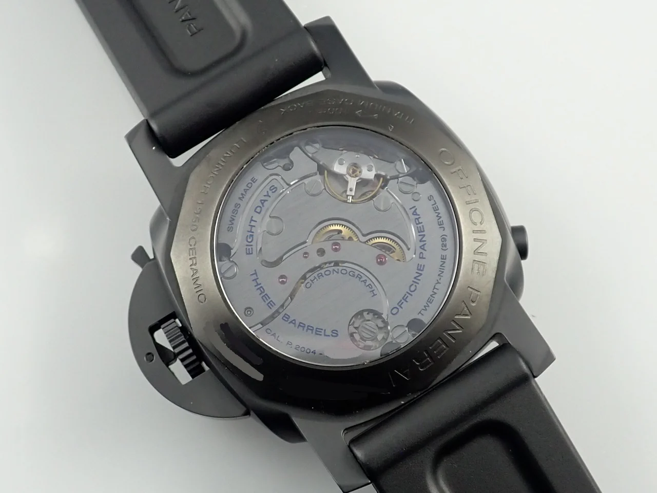 パネライ ルミノール 1950 8DAYSクロノ モノプルサンテGMT Ref.PAM00317 ブラック文字盤 美品 X964KUKM - Image 7