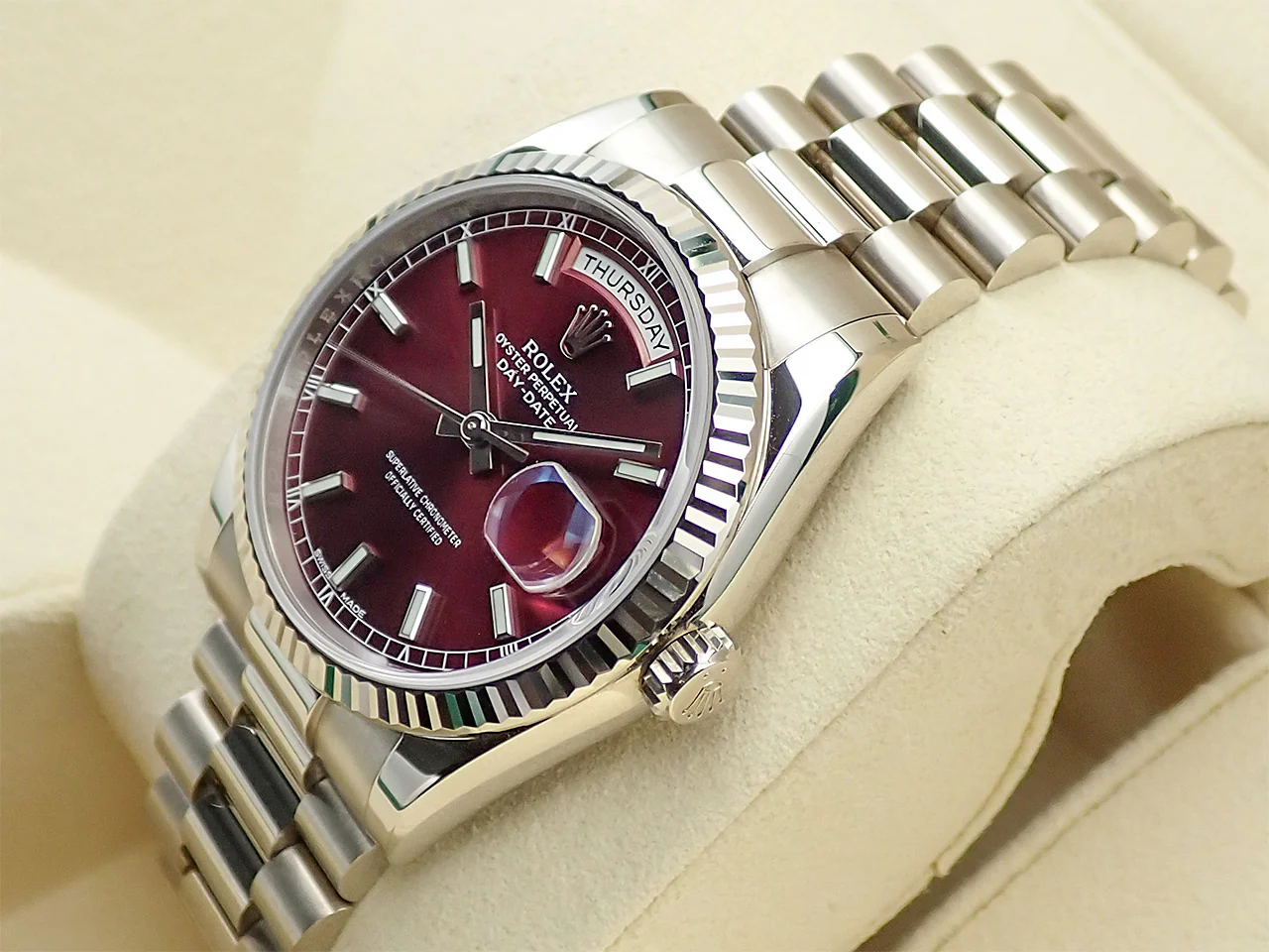ロレックス デイデイト36 Ref.118239 ホワイトゴールド チェリー文字盤 - Image 4